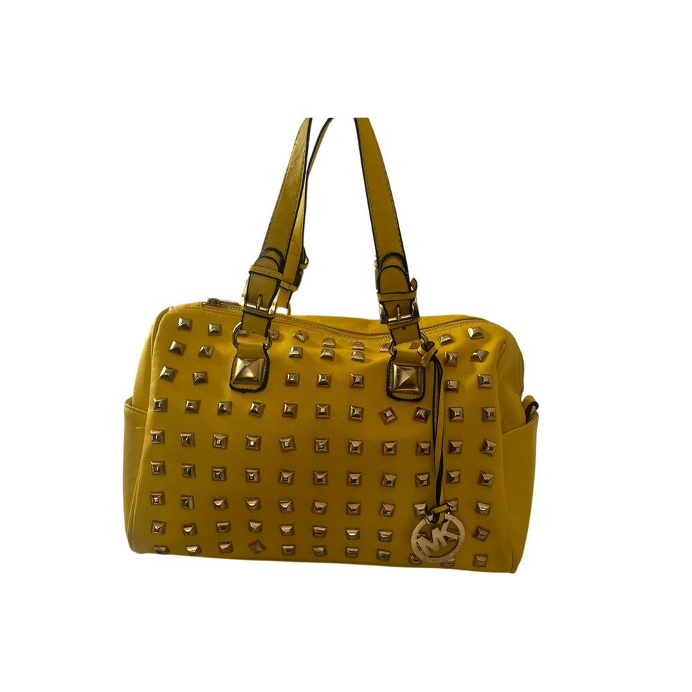 Leather studded satchel, Michael Kors Grayson/Hamilton Yellow - Picture 8 of 8